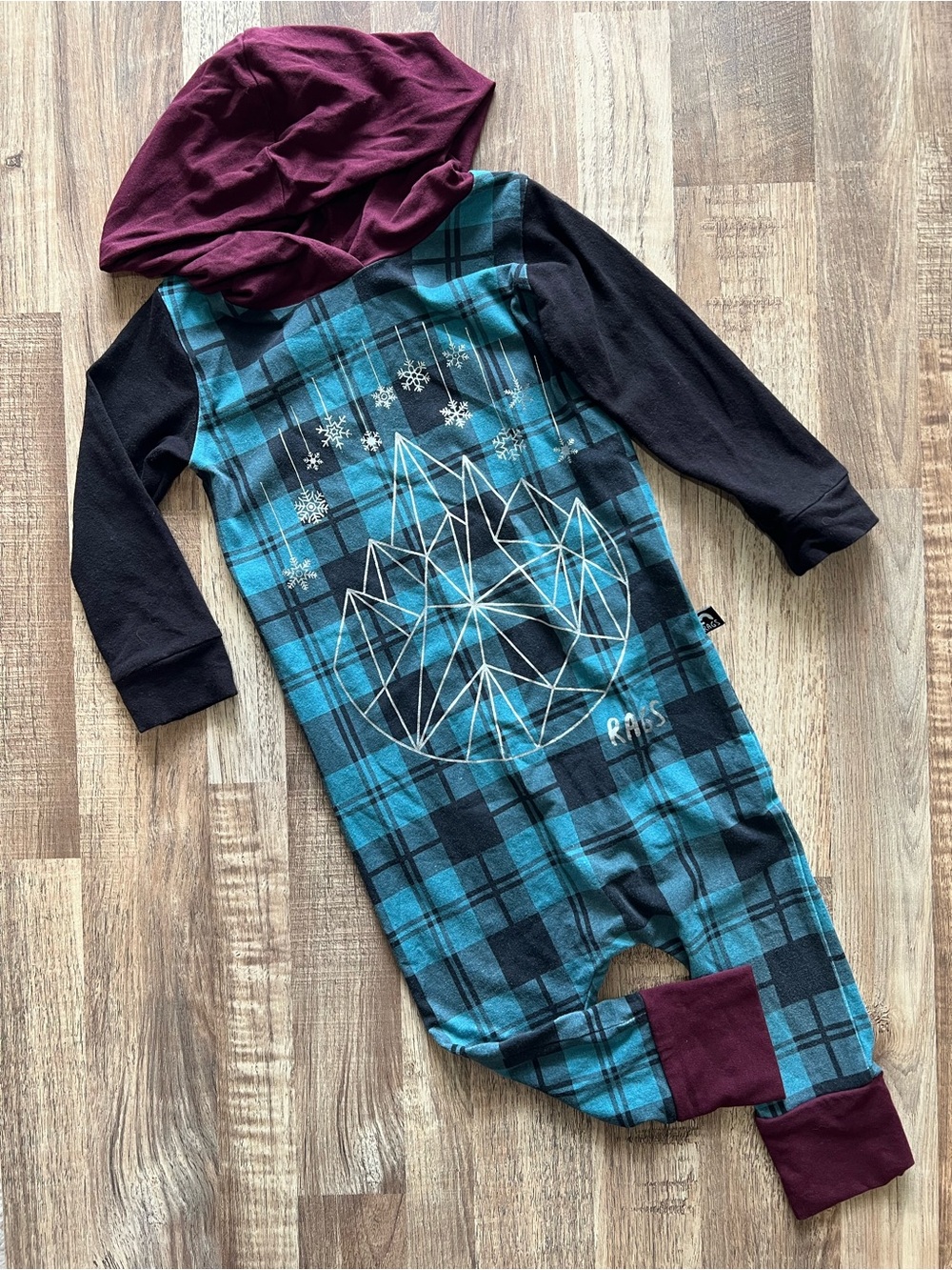 RAGS plaid hooded romper
